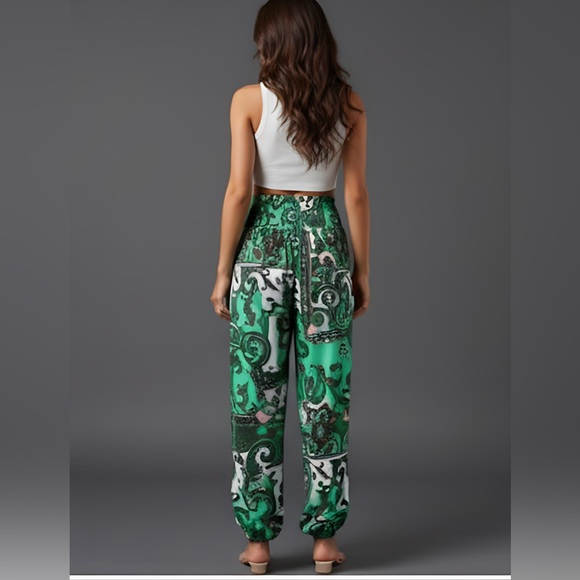 Green Geometric Carrot Pants - Picture 4 of 8